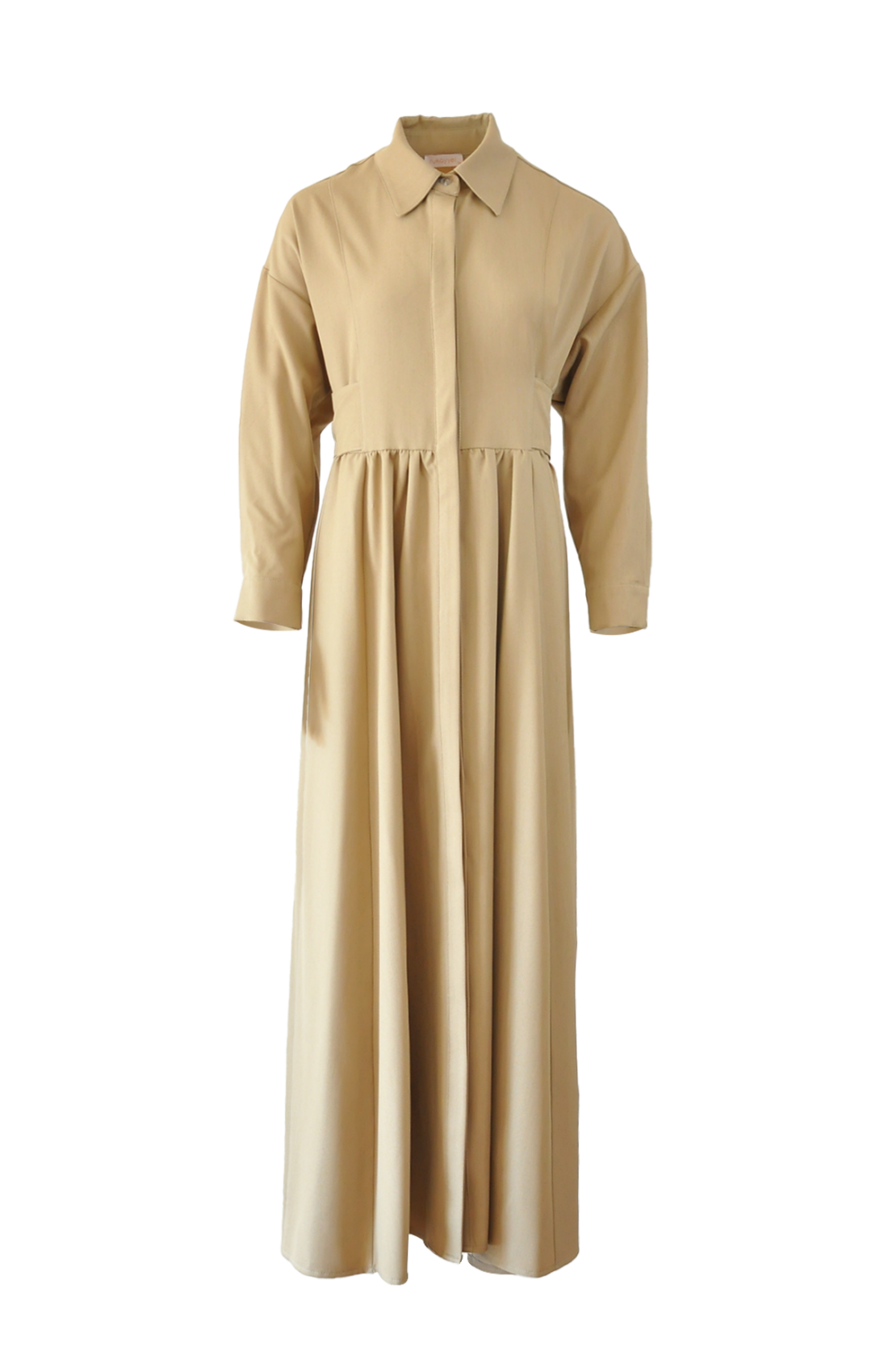 Fitted waist casual dress nude