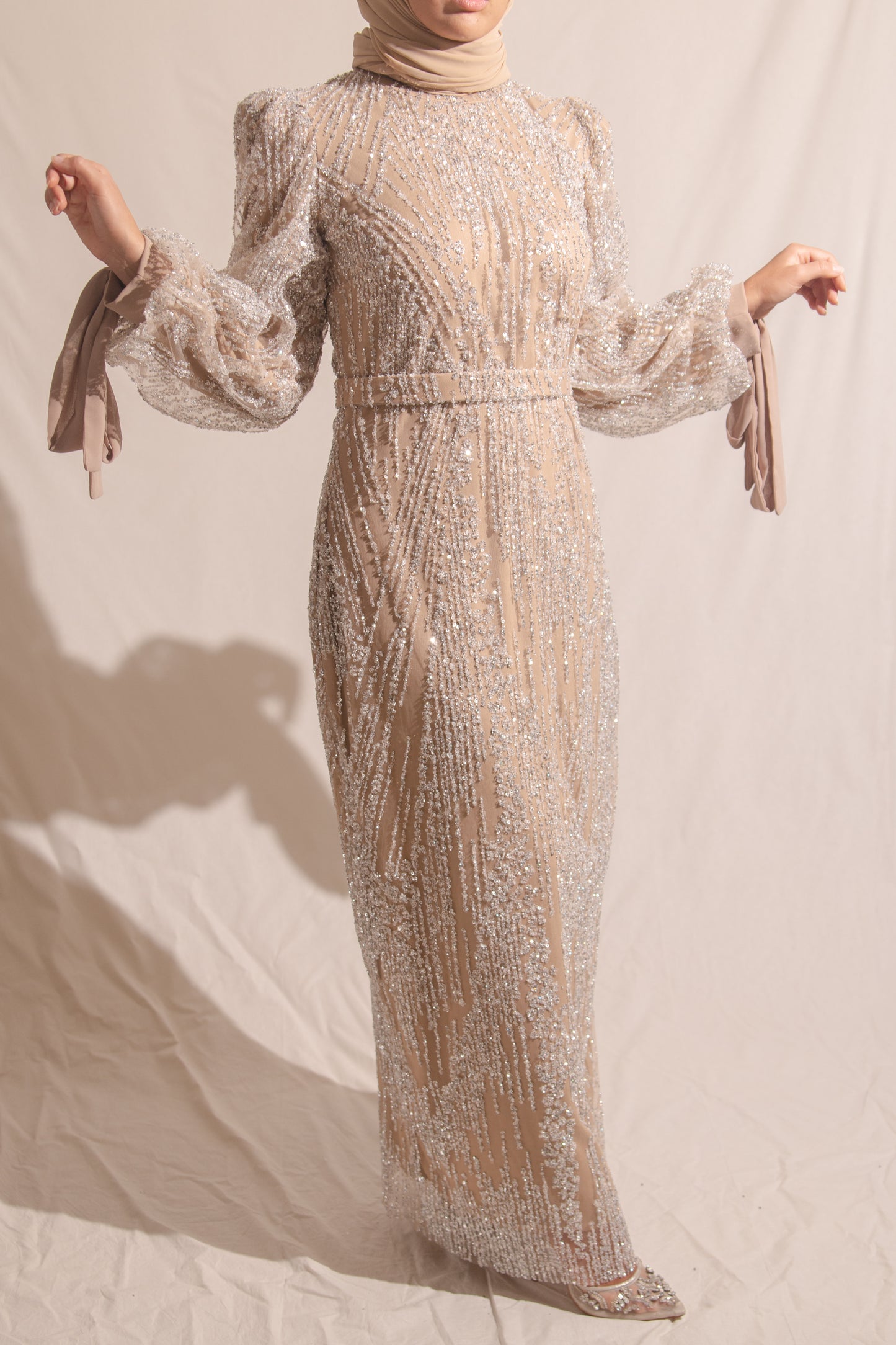 Champagne sequin evening gown