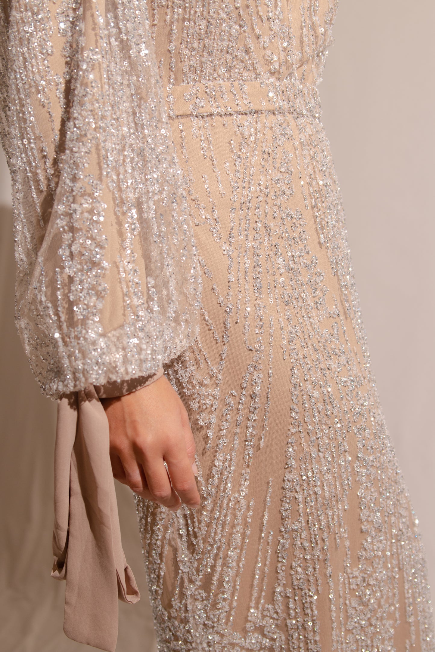 Champagne sequin evening gown