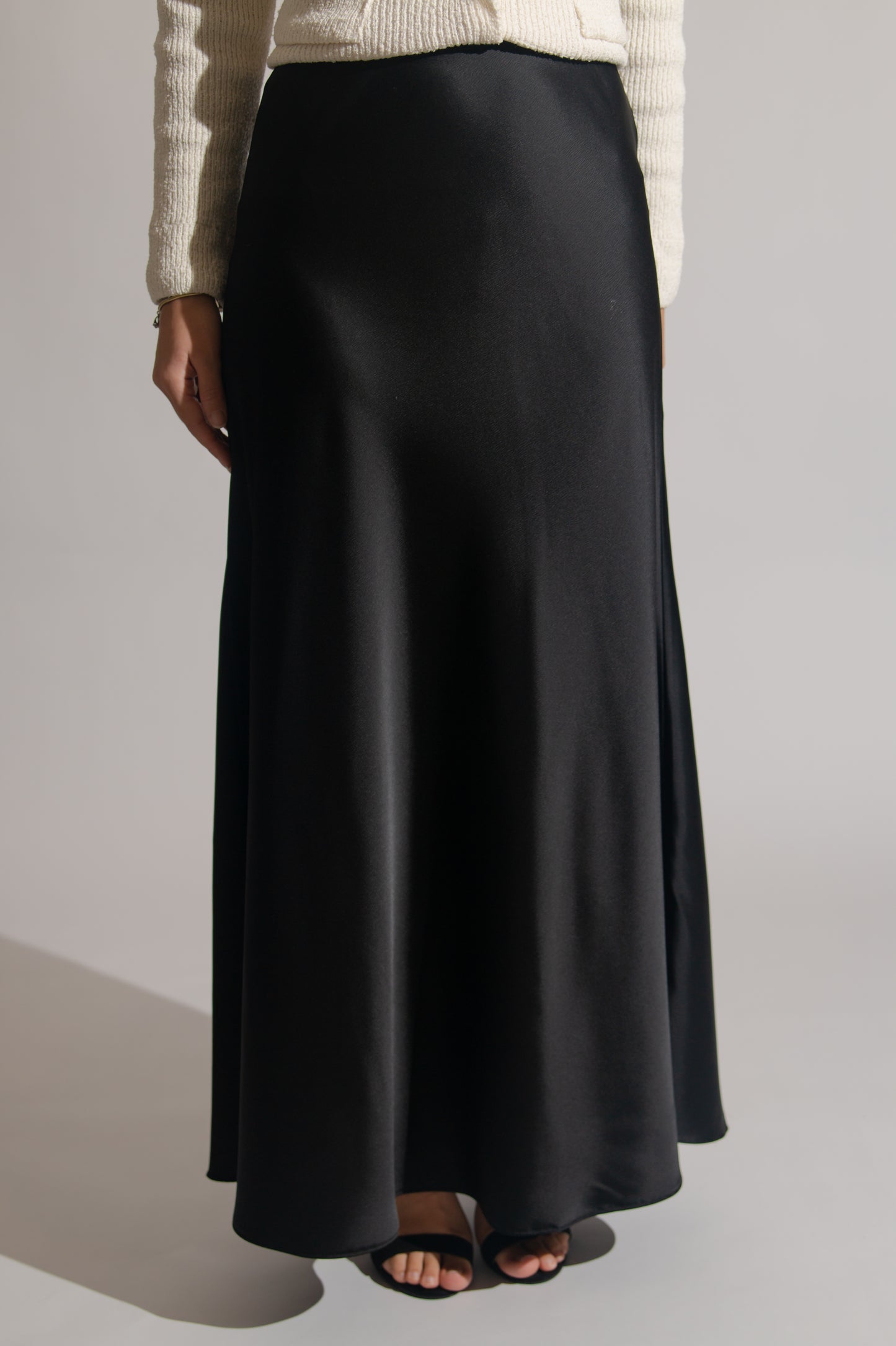 Satin midi skirt