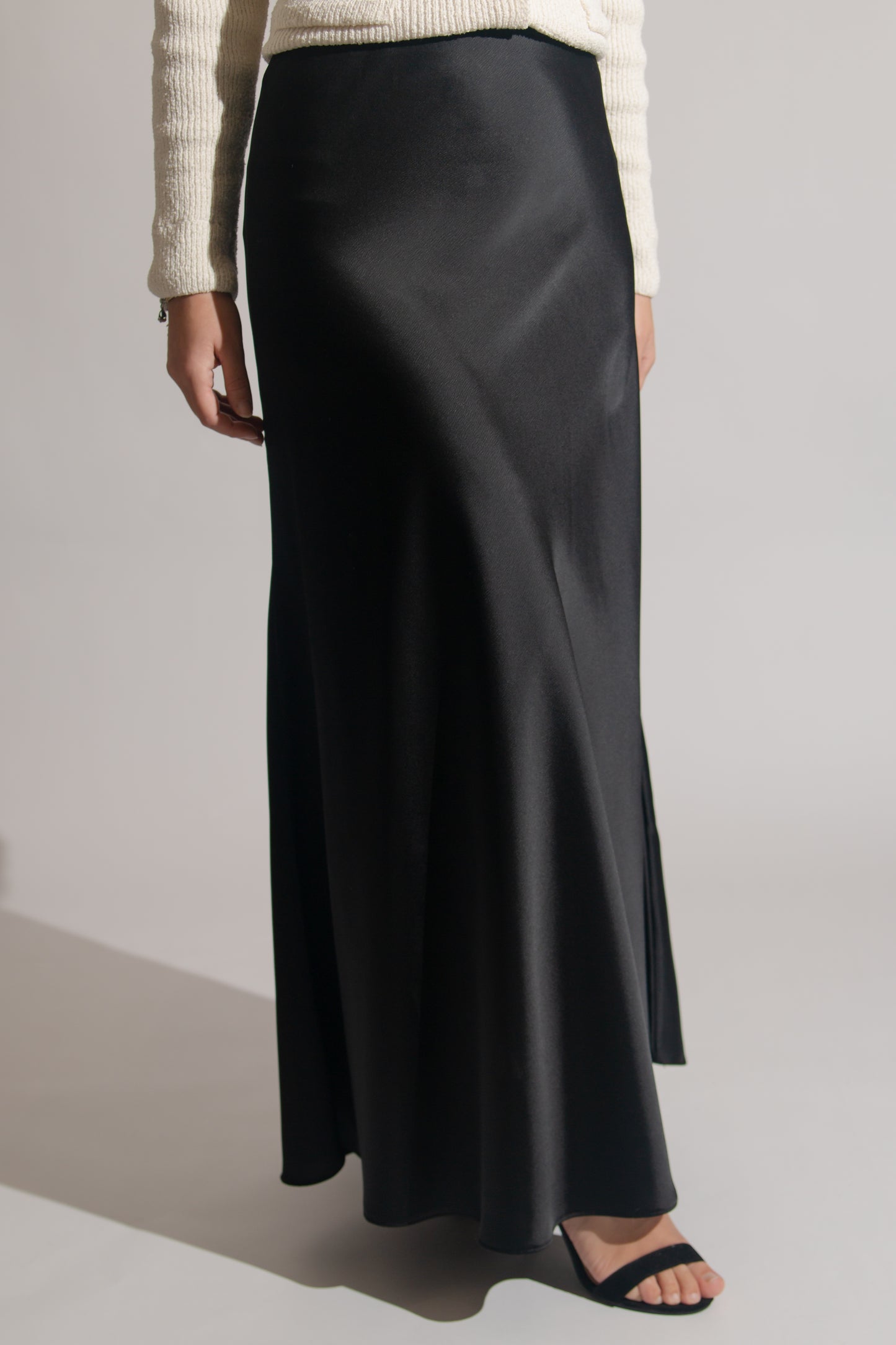 Satin midi skirt
