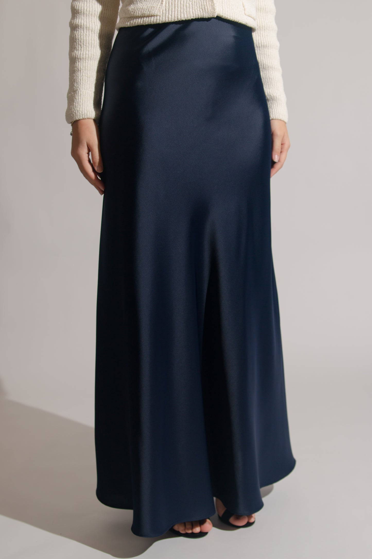 Satin midi skirt