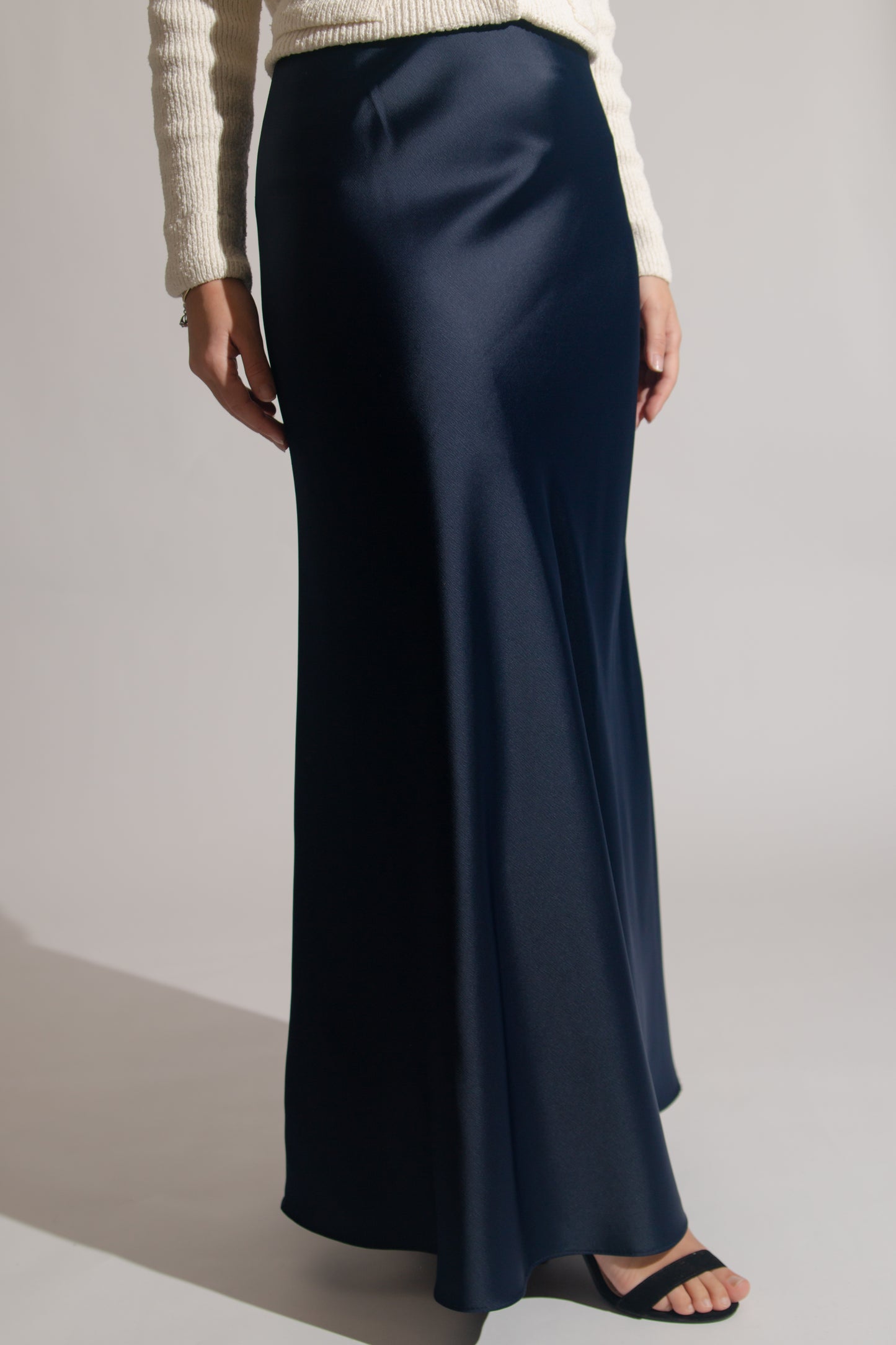 Satin midi skirt