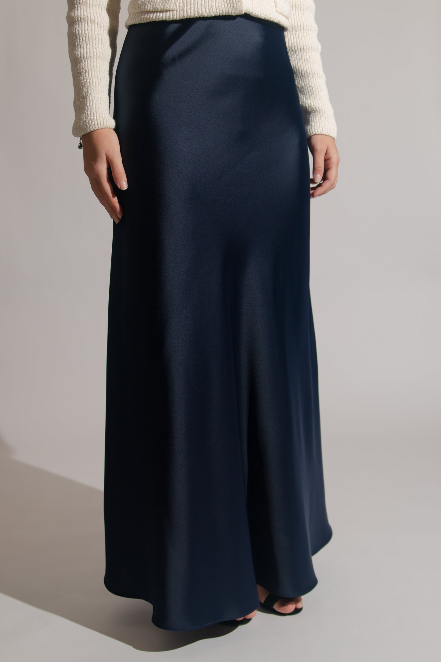 Satin midi skirt