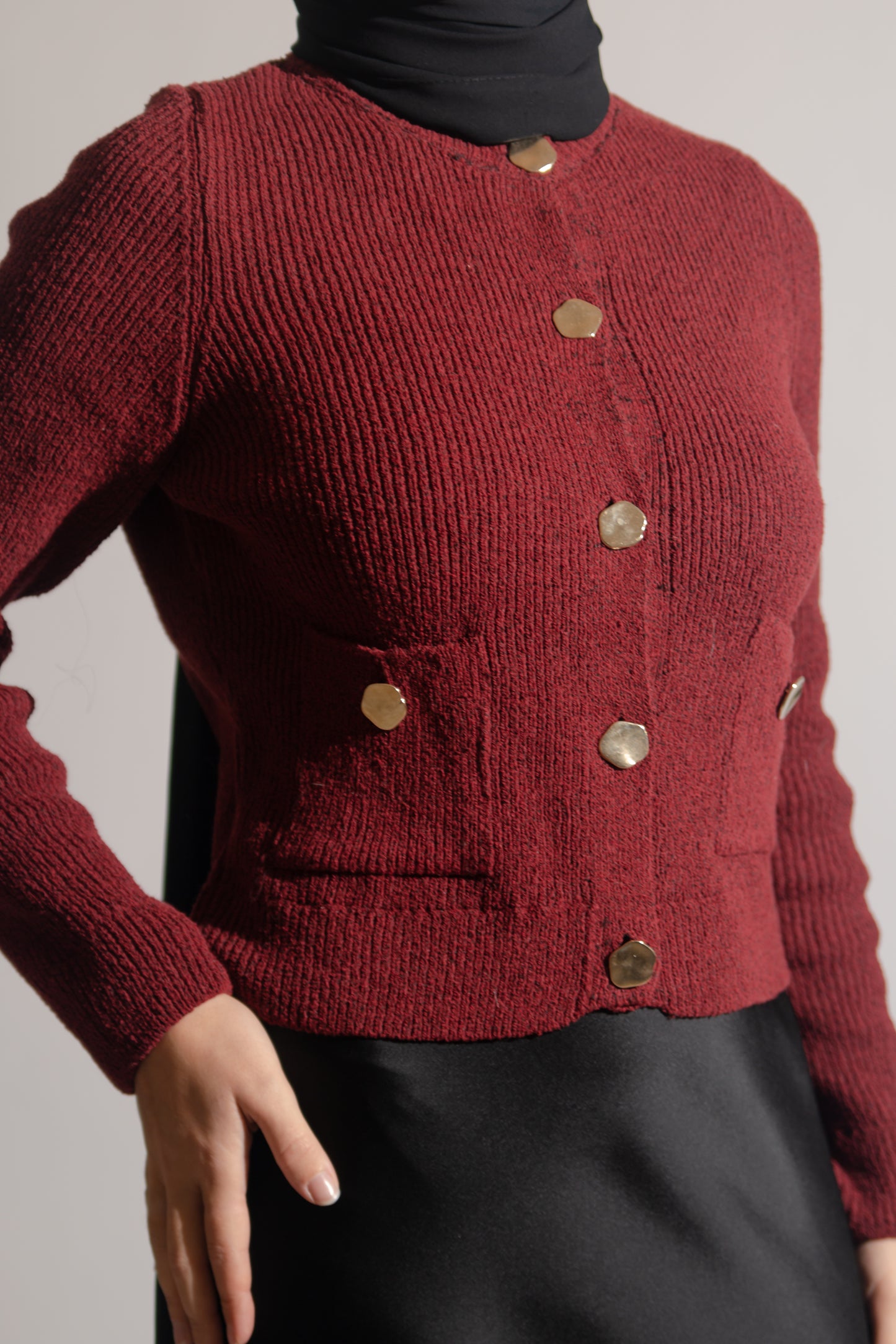 Knit cardigan with golden buttons