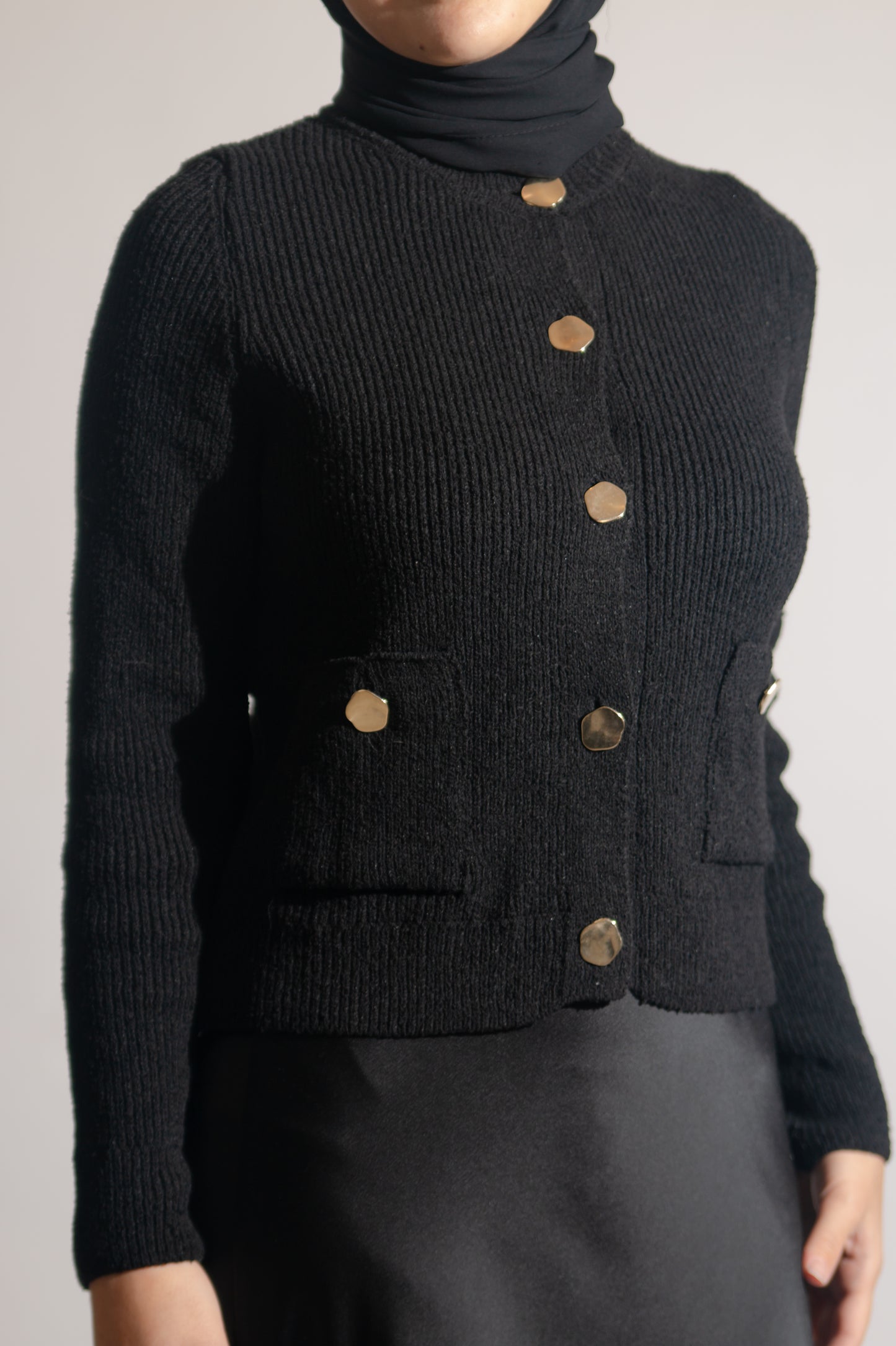 Knit cardigan with golden buttons