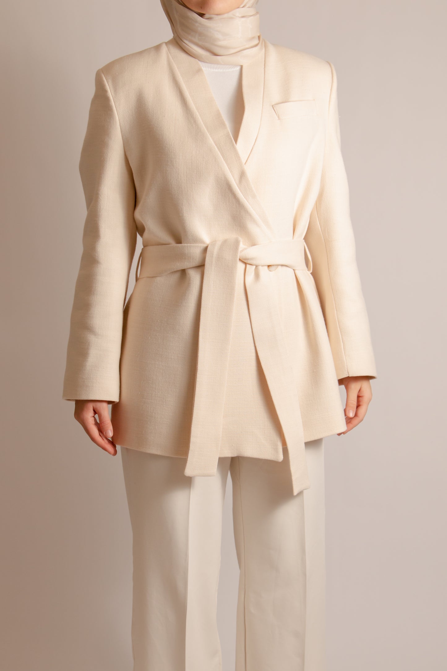Cotton blazer with belt