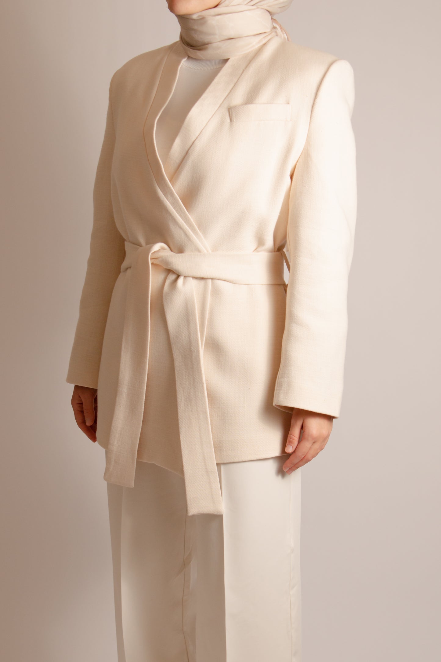 Cotton blazer with belt
