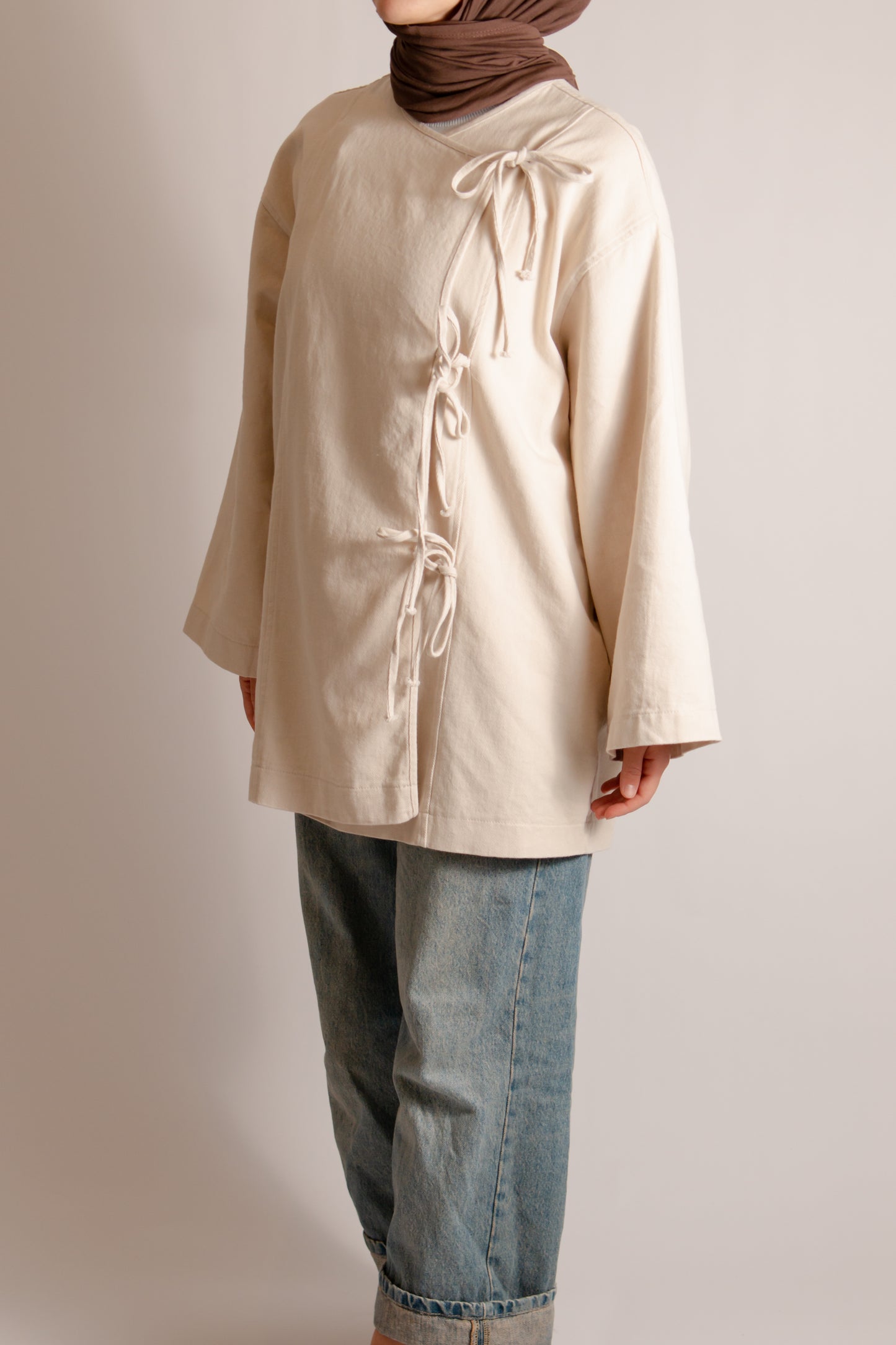 Cotton jacket with side ties