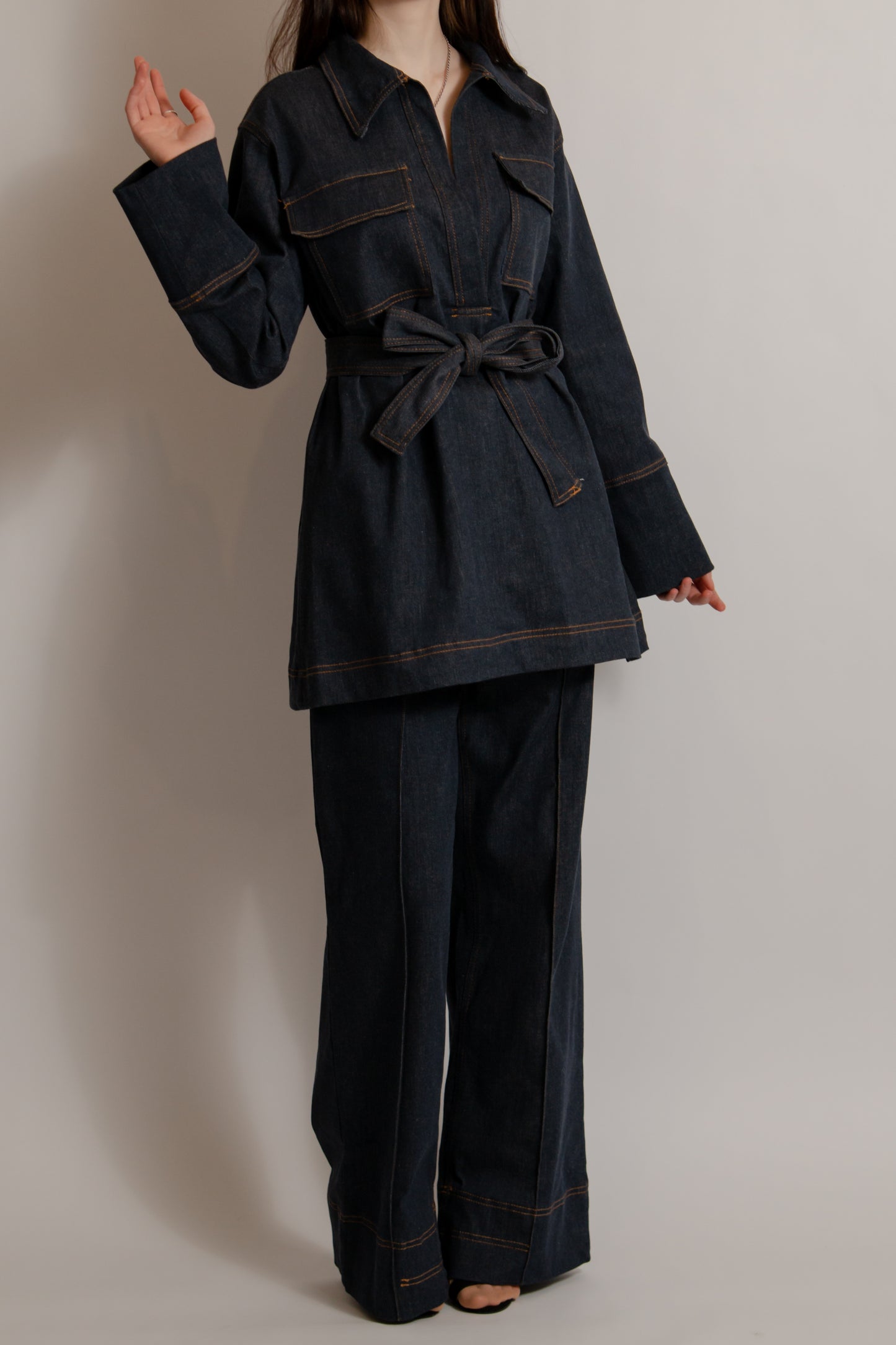 Denim set with belt