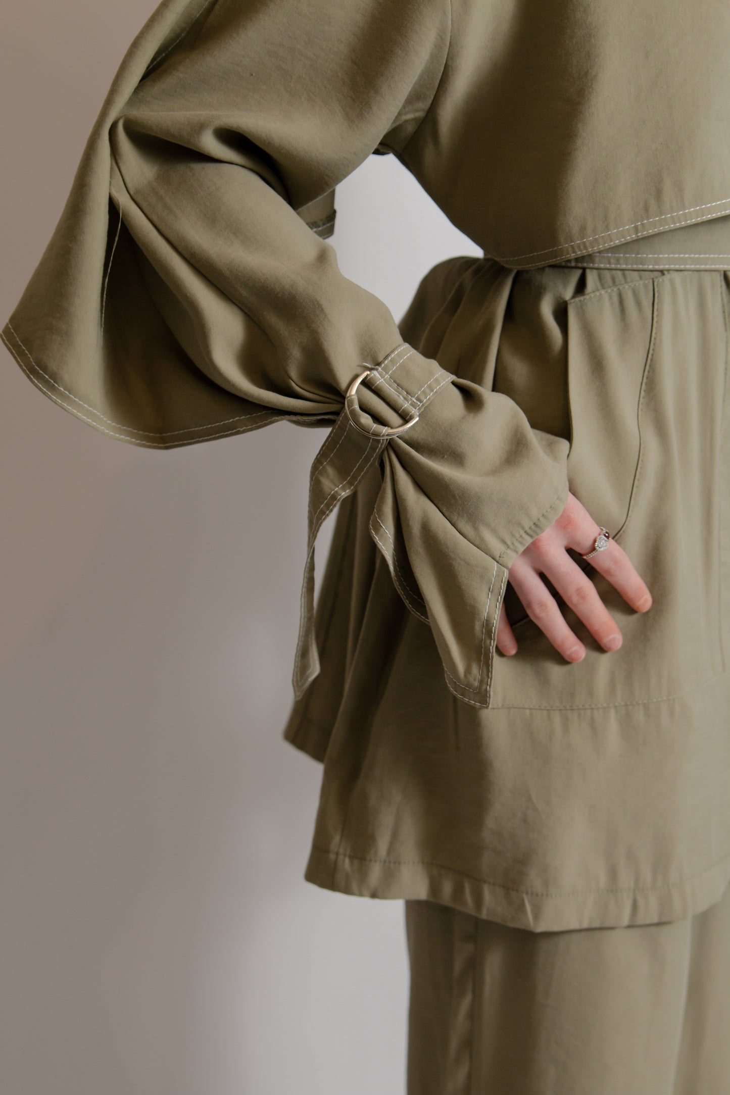 Co-ord set with zipper sage green