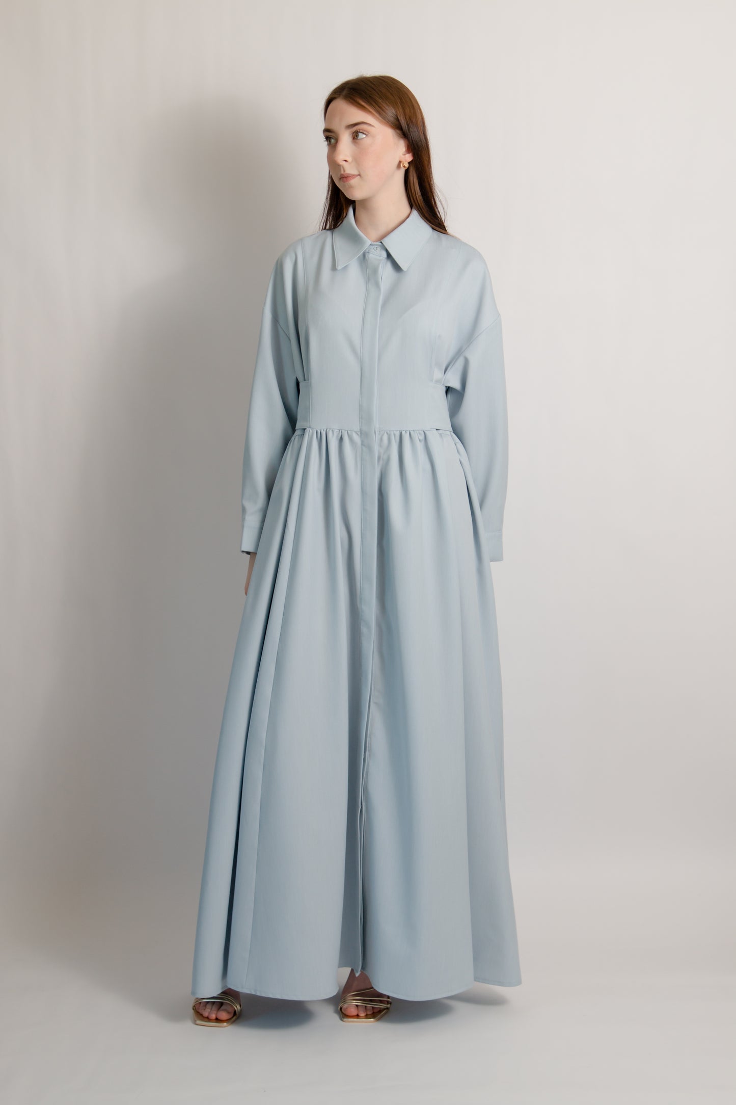 Fitted waist casual dress blue