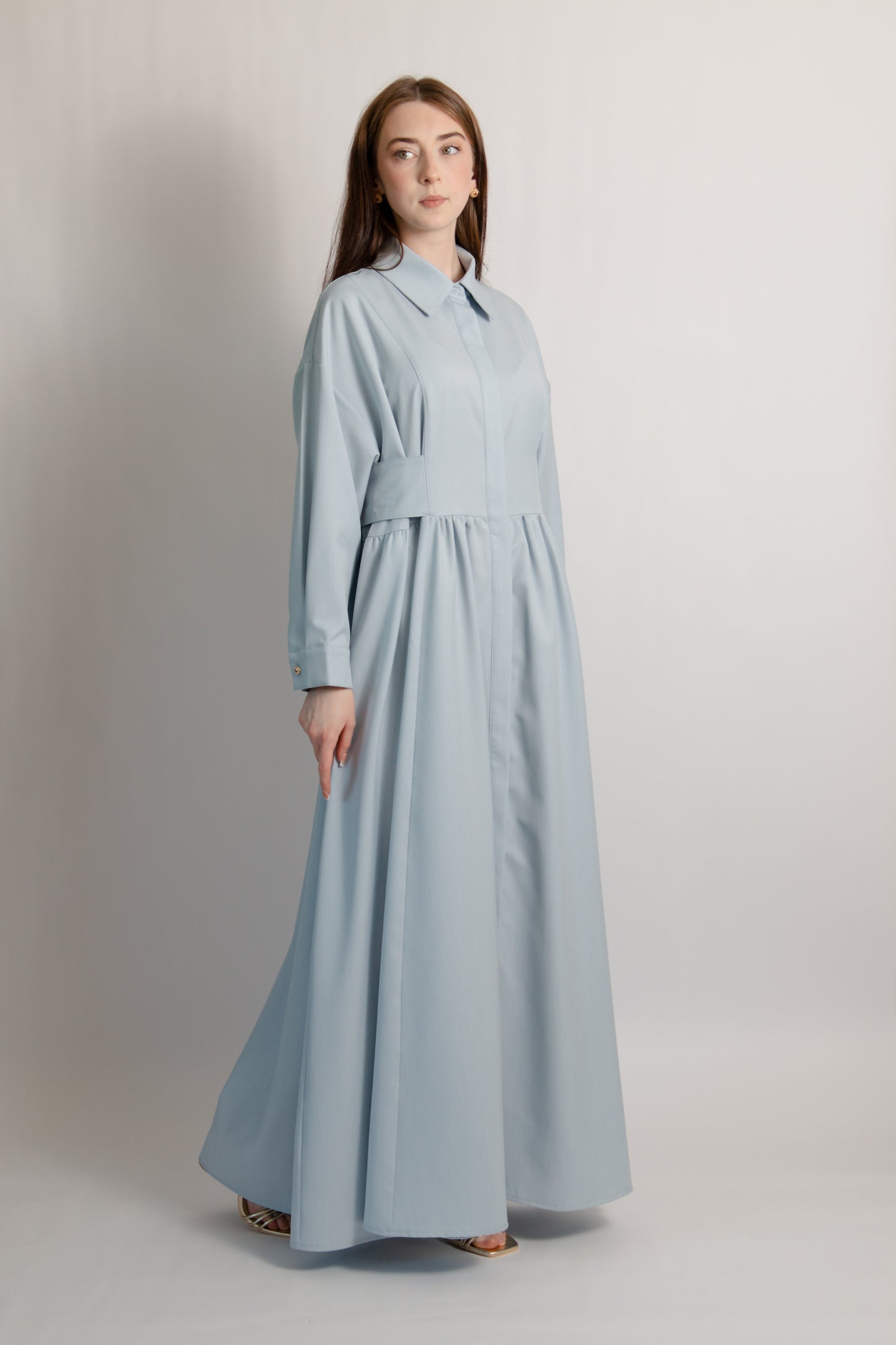 Fitted waist casual dress blue