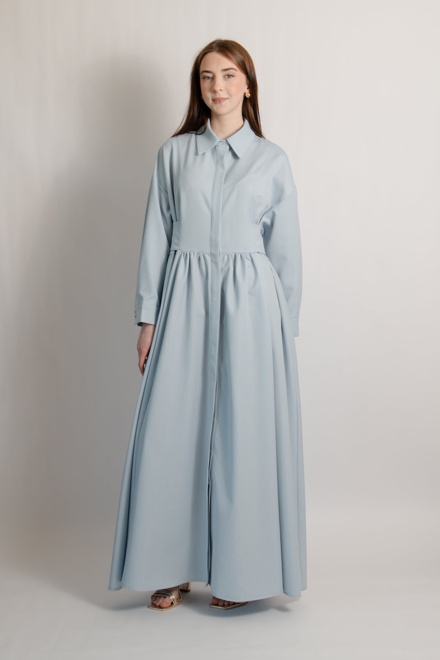 Fitted waist casual dress blue