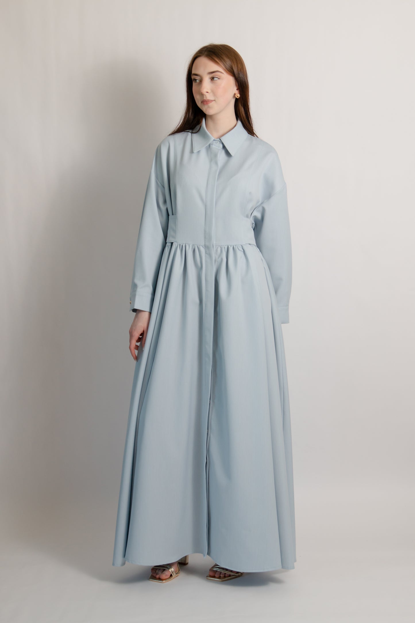Fitted waist casual dress blue