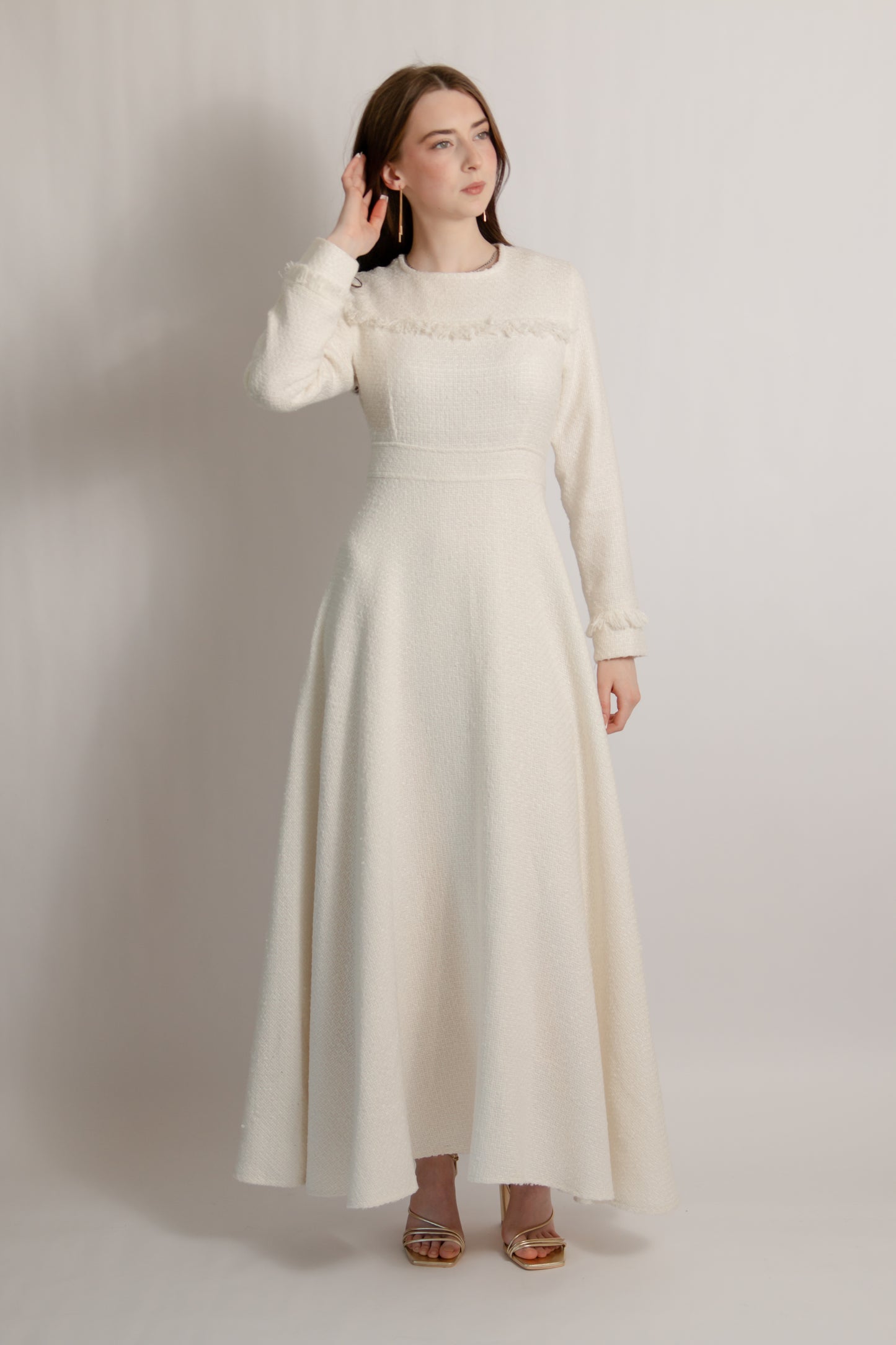 Tweed dress ecru