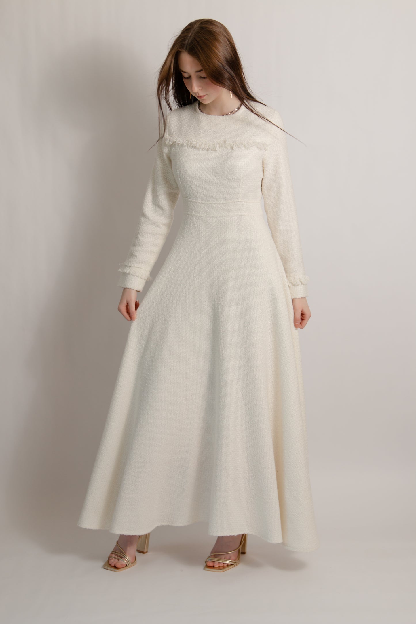 Tweed dress ecru