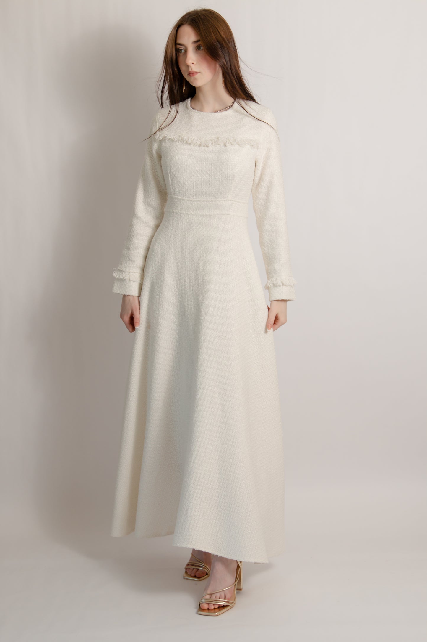 Tweed dress ecru