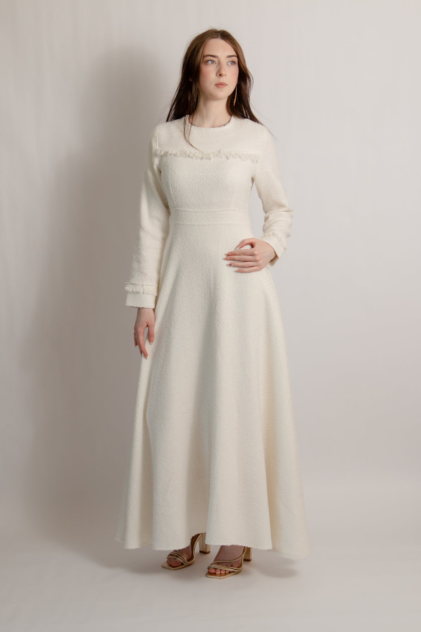Tweed dress ecru