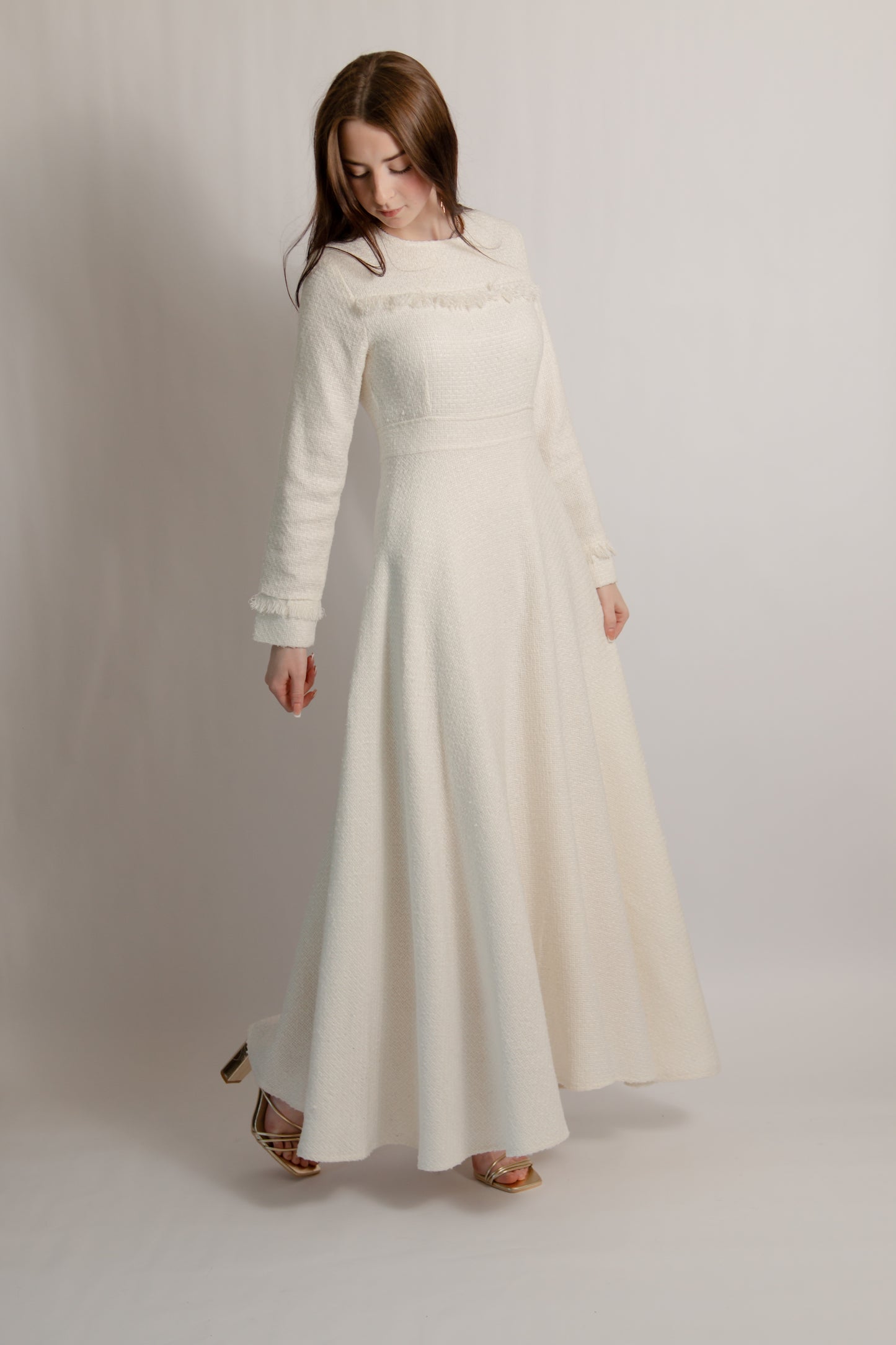 Tweed dress ecru