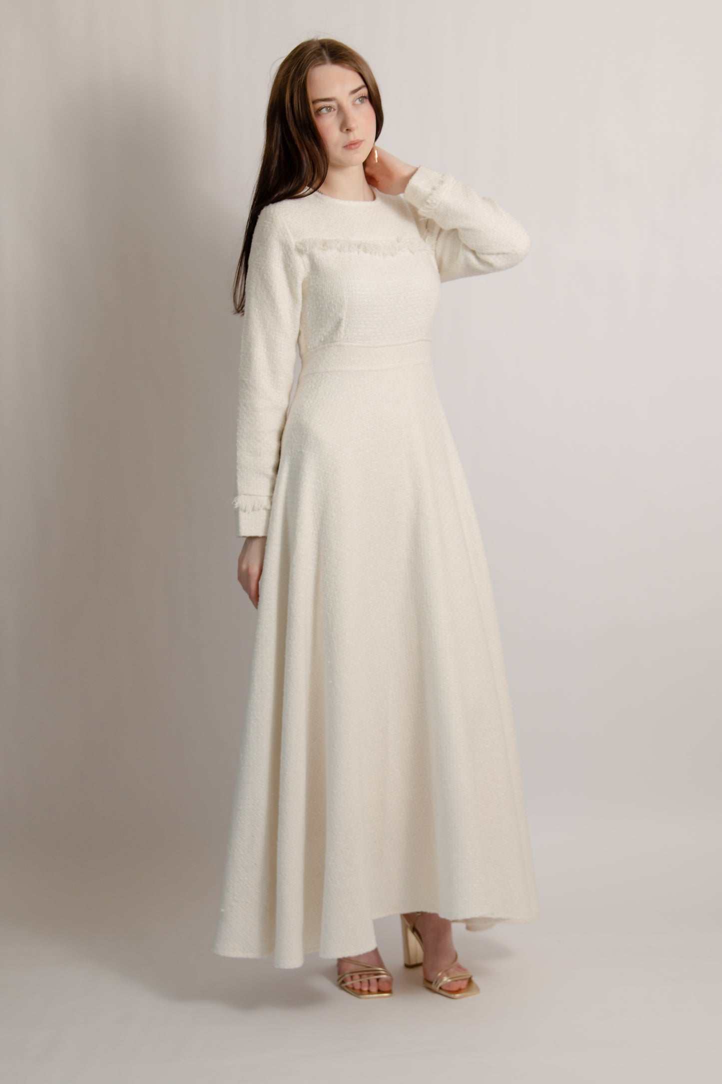Tweed dress ecru