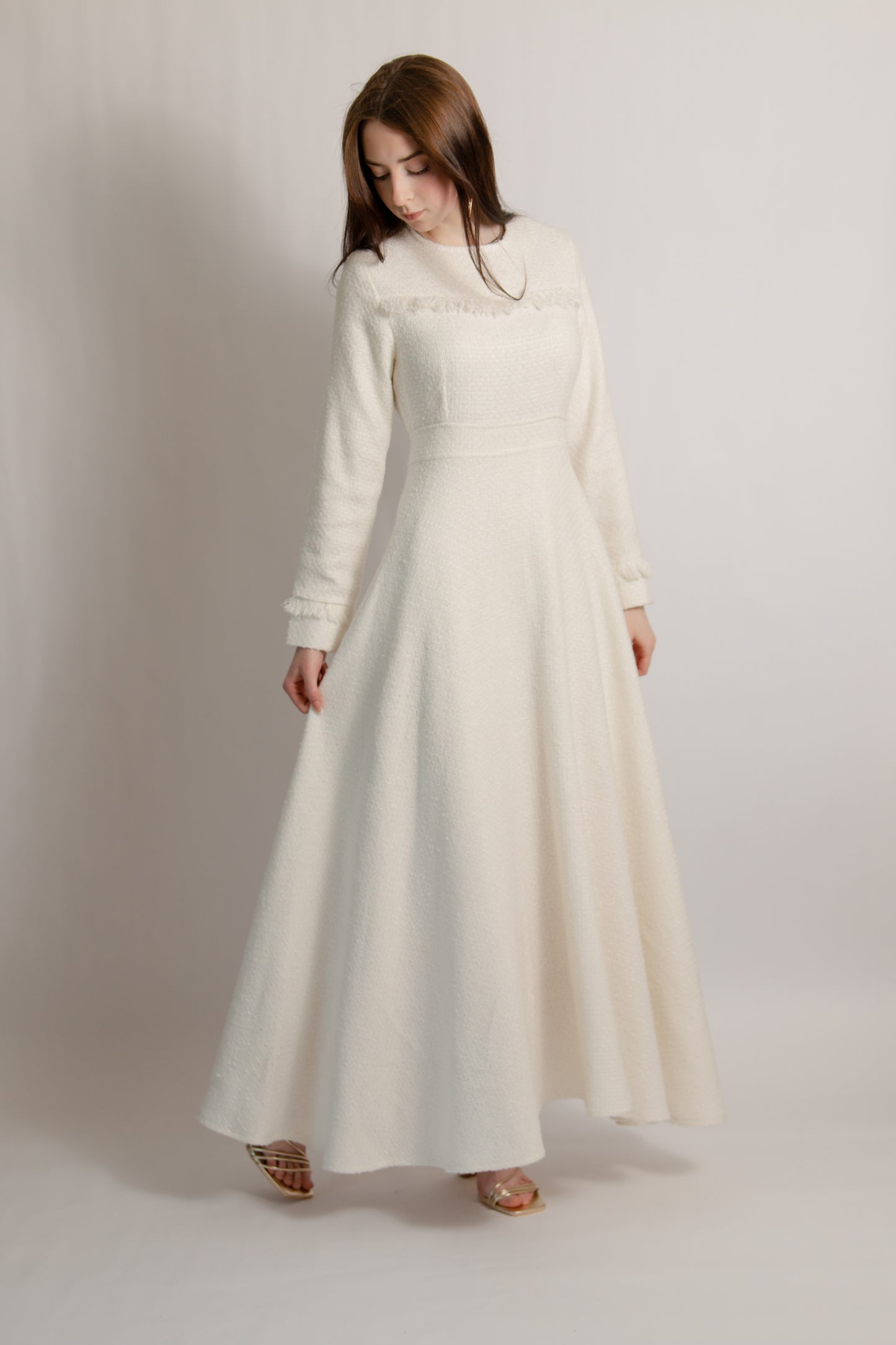 Tweed dress ecru