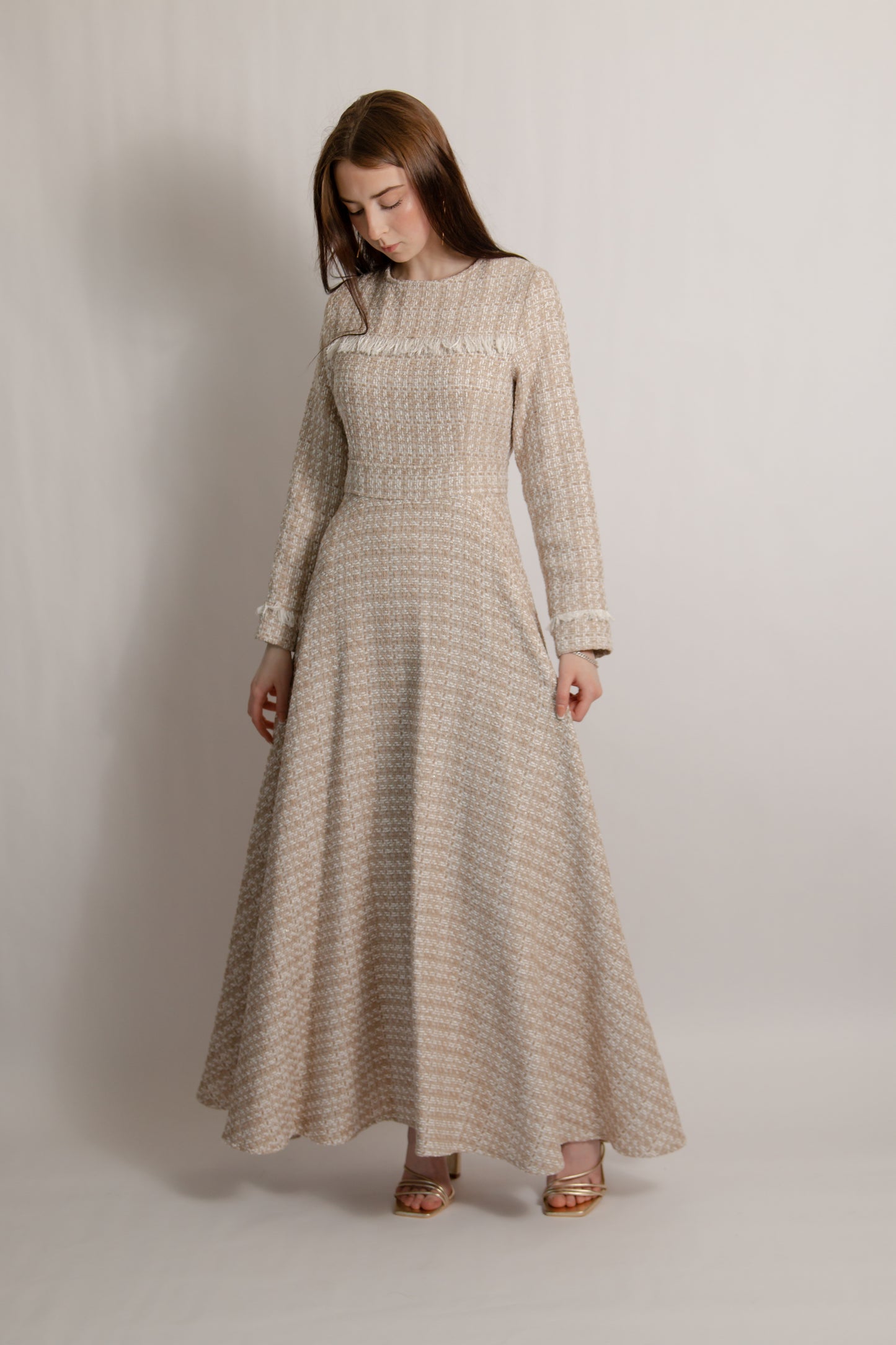 Tweed dress latte