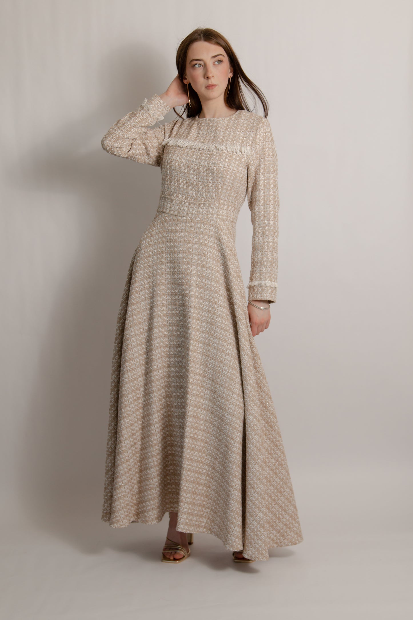 Tweed dress latte