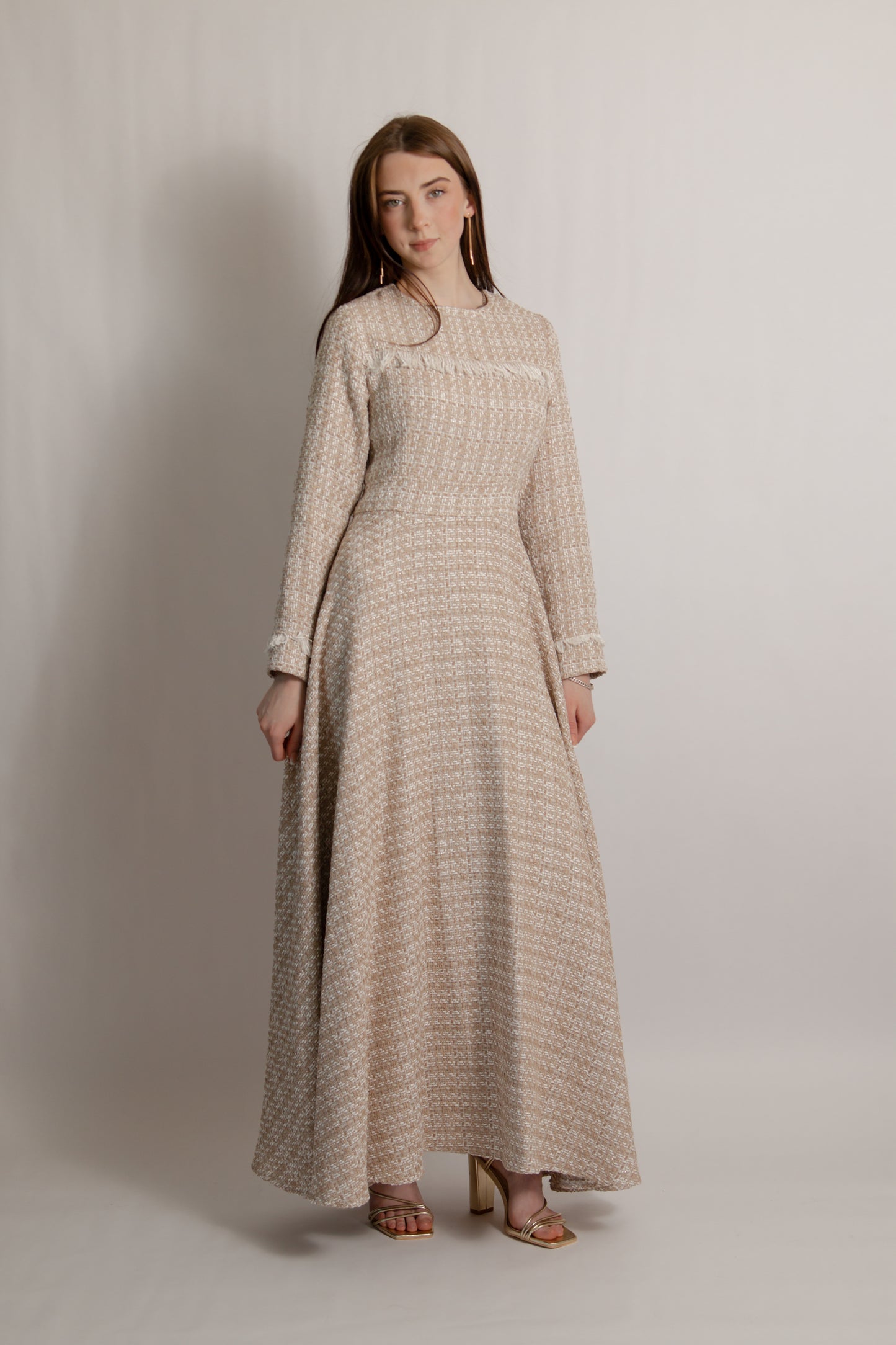 Tweed dress latte