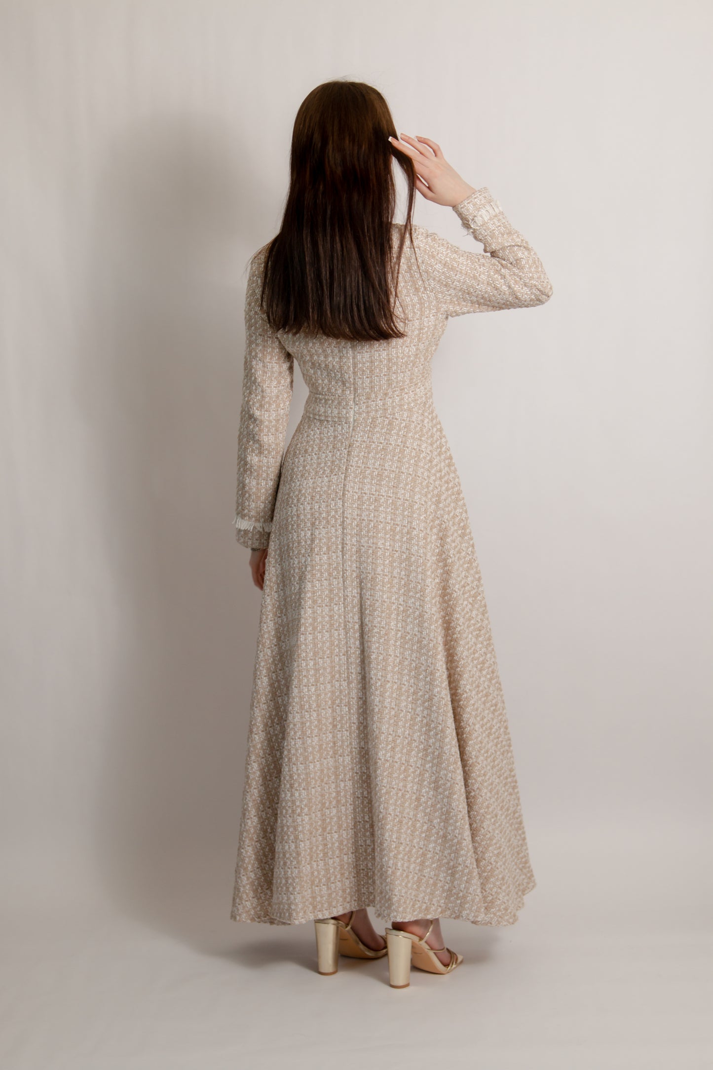 Tweed dress latte