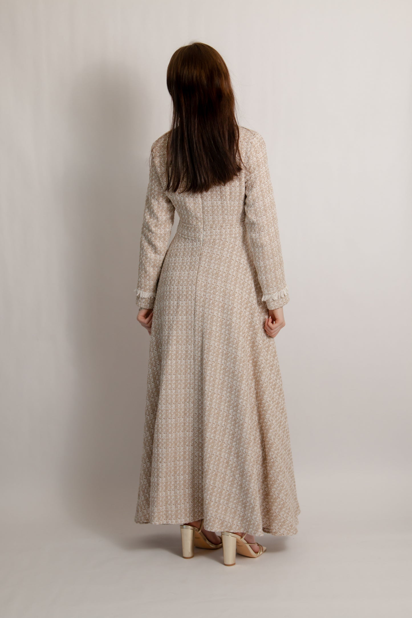Tweed dress latte