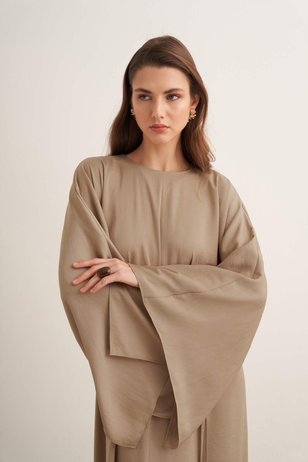 Yasira batwing sleeve satin dress
