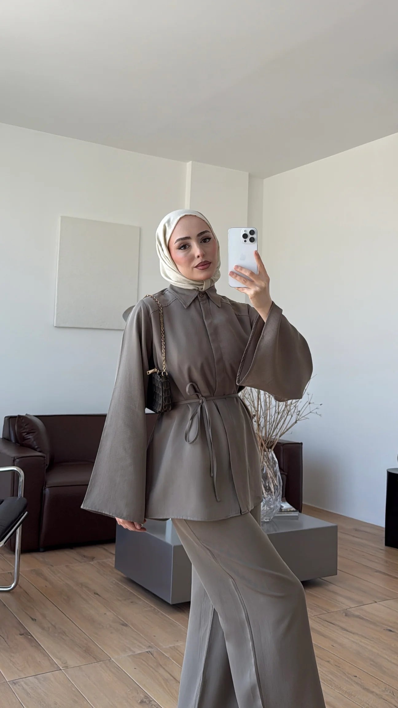 Batwing sleeve co-ord set taupe