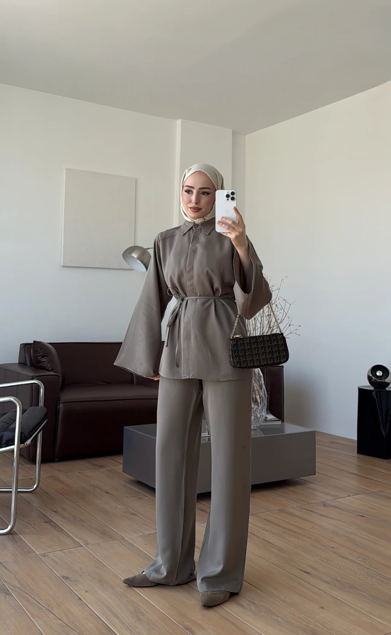 Batwing sleeve co-ord set taupe