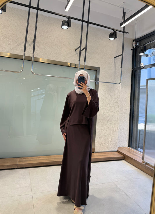 Oysho co-ord set brown/burgundy