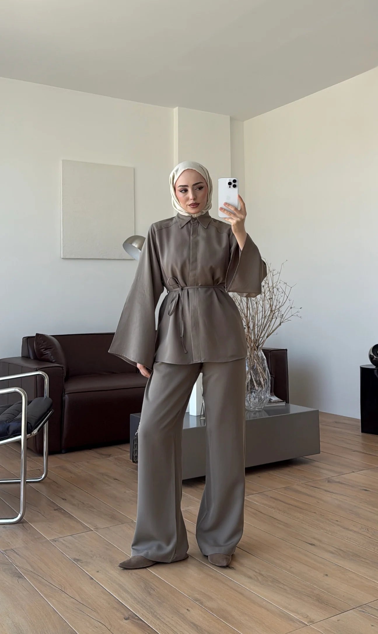 Batwing sleeve co-ord set taupe