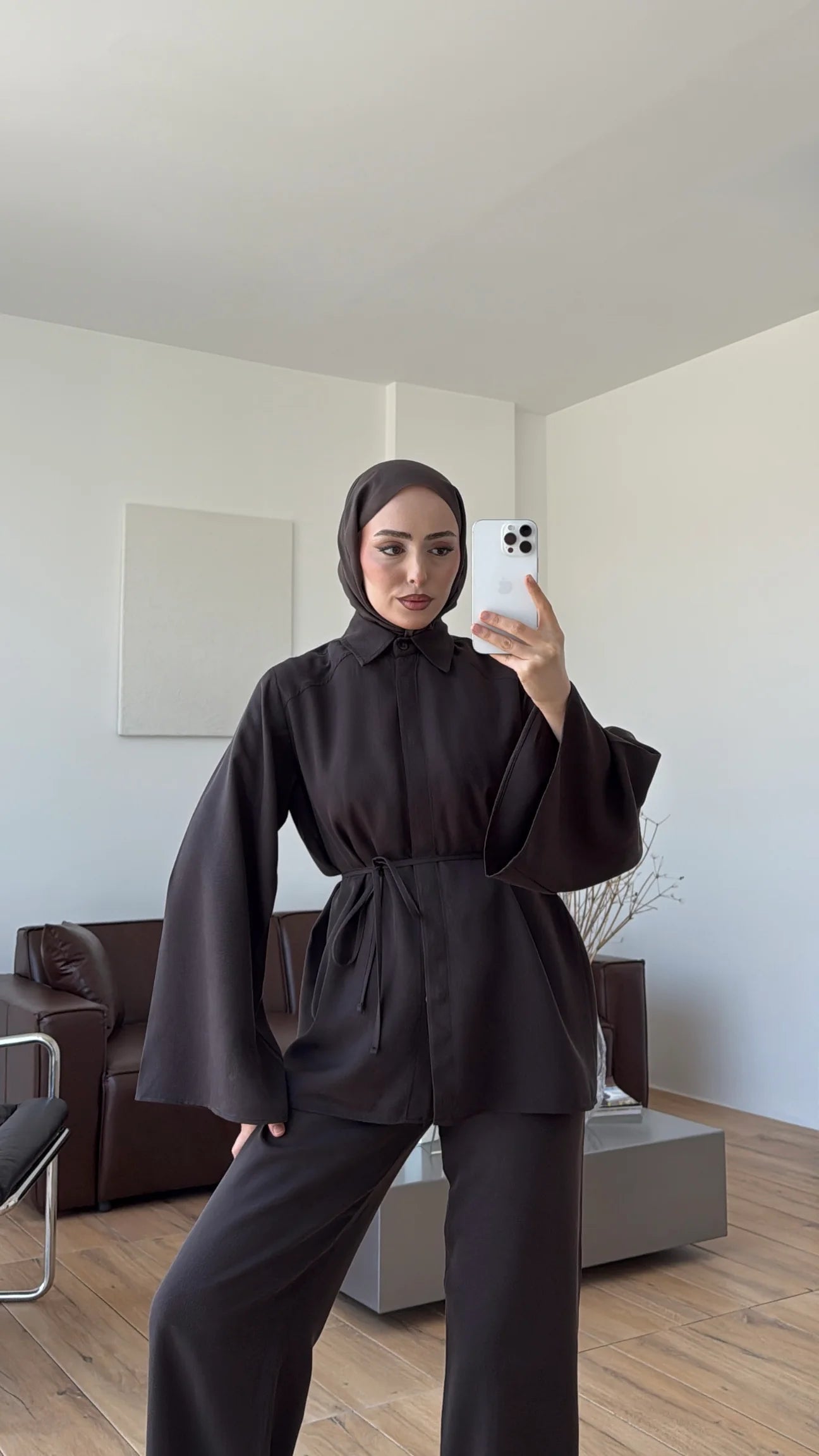 Batwing sleeve co-ord set taupe Brown