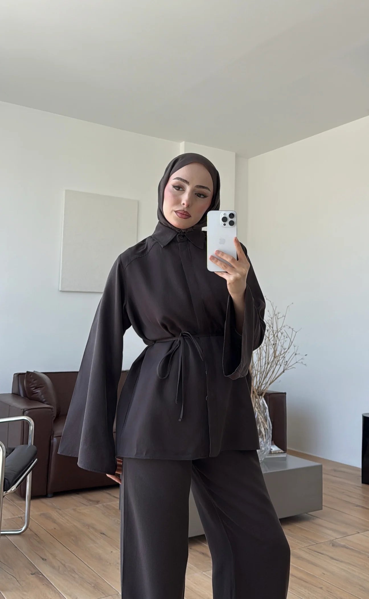 Batwing sleeve co-ord set taupe Brown