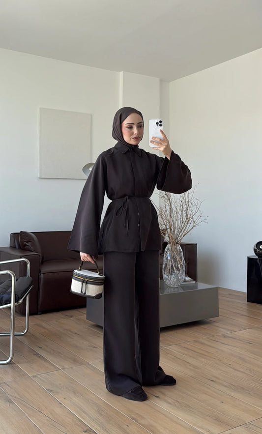 Batwing sleeve co-ord set taupe Brown