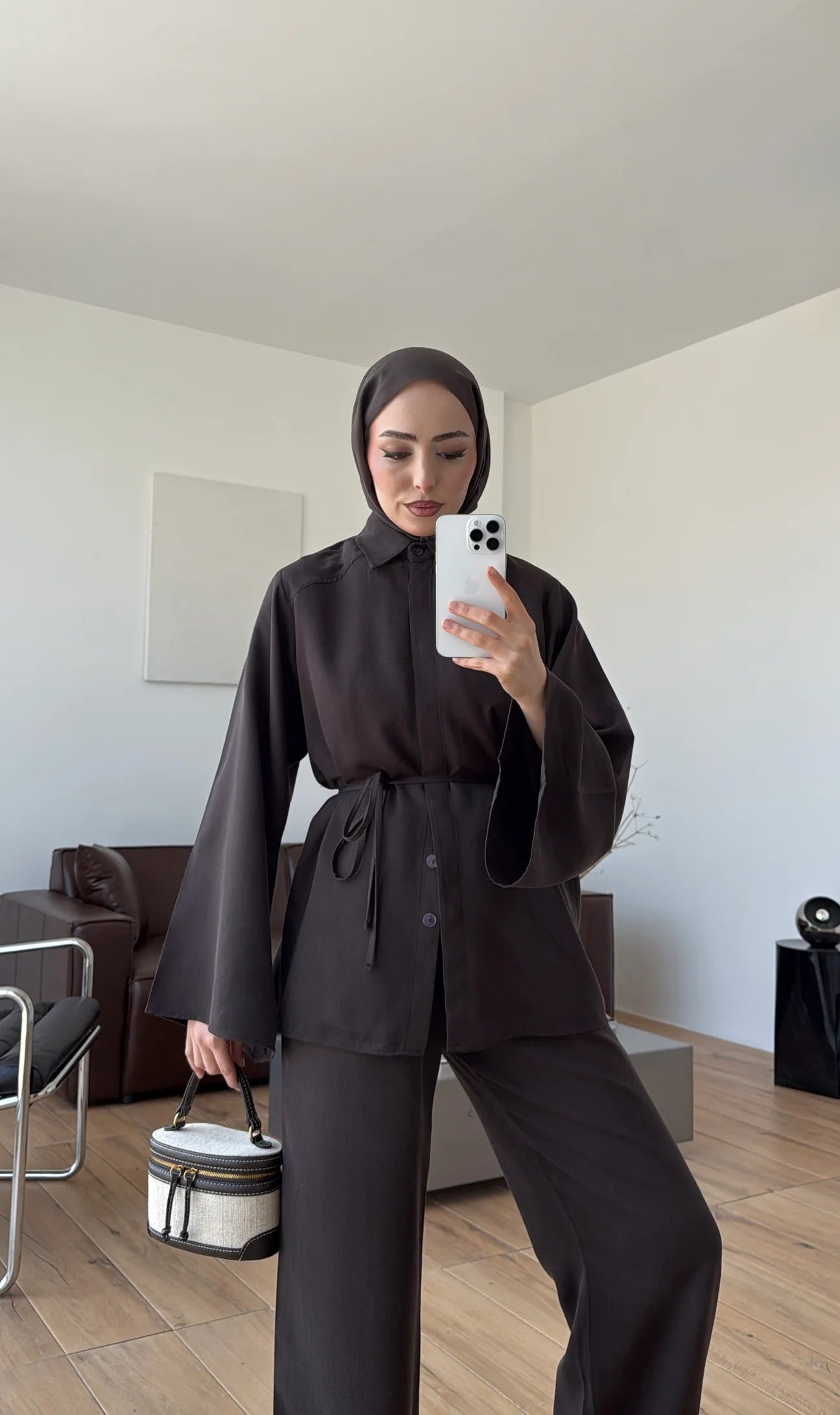 Batwing sleeve co-ord set taupe Brown