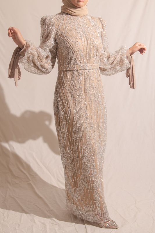 Champagne sequin evening gown