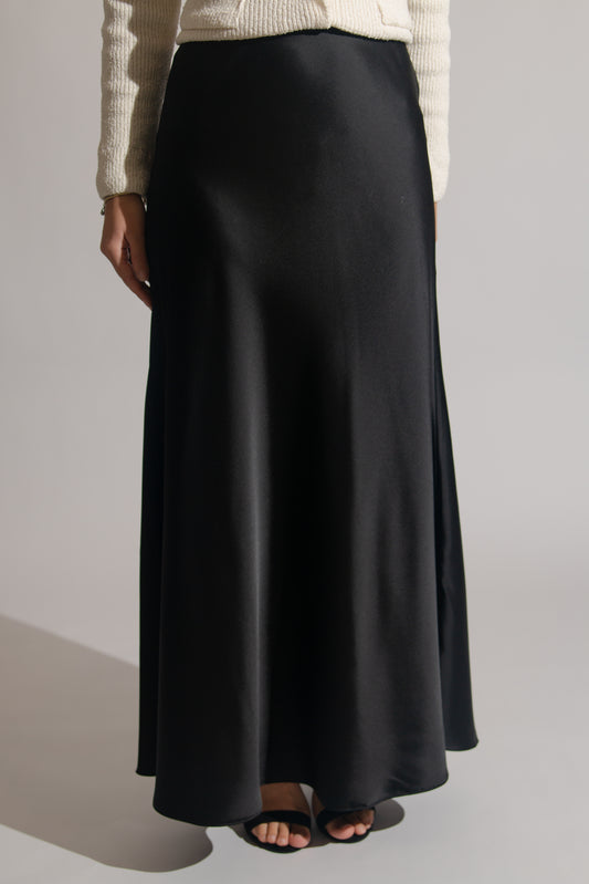 Satin midi skirt