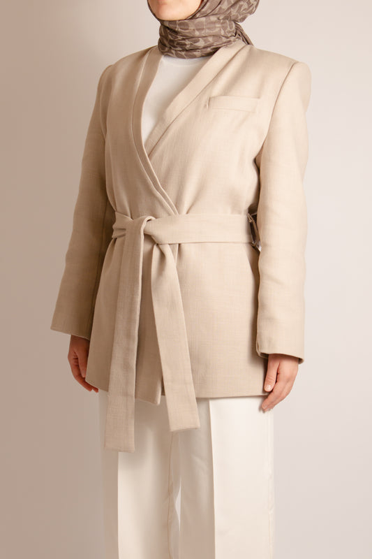 Cotton blazer with belt