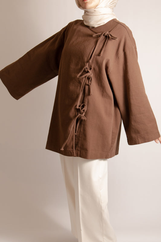 Cotton jacket with side ties