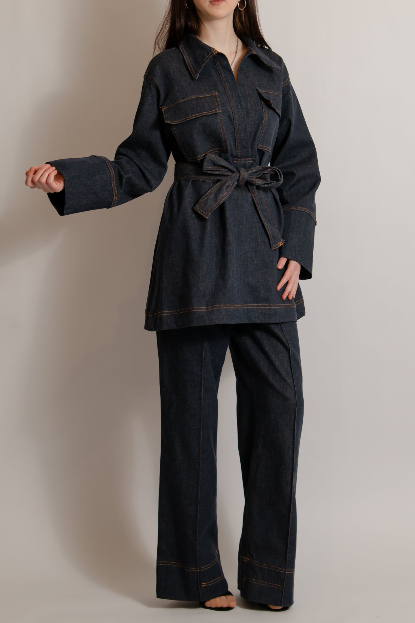 Denim set with belt