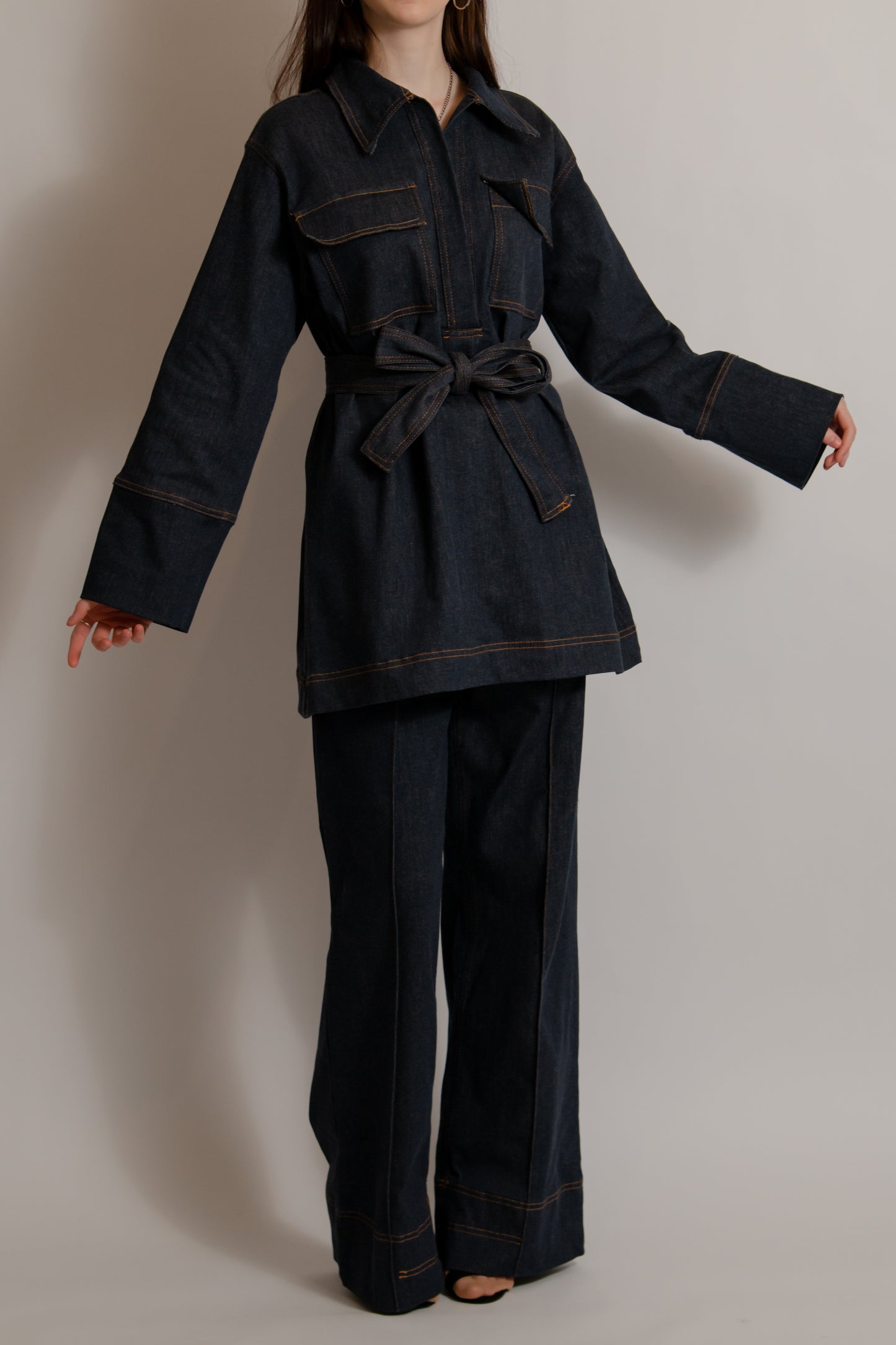 Denim set with belt
