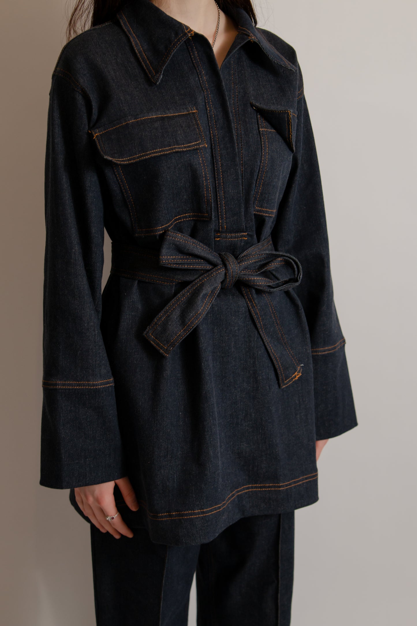 Denim set with belt