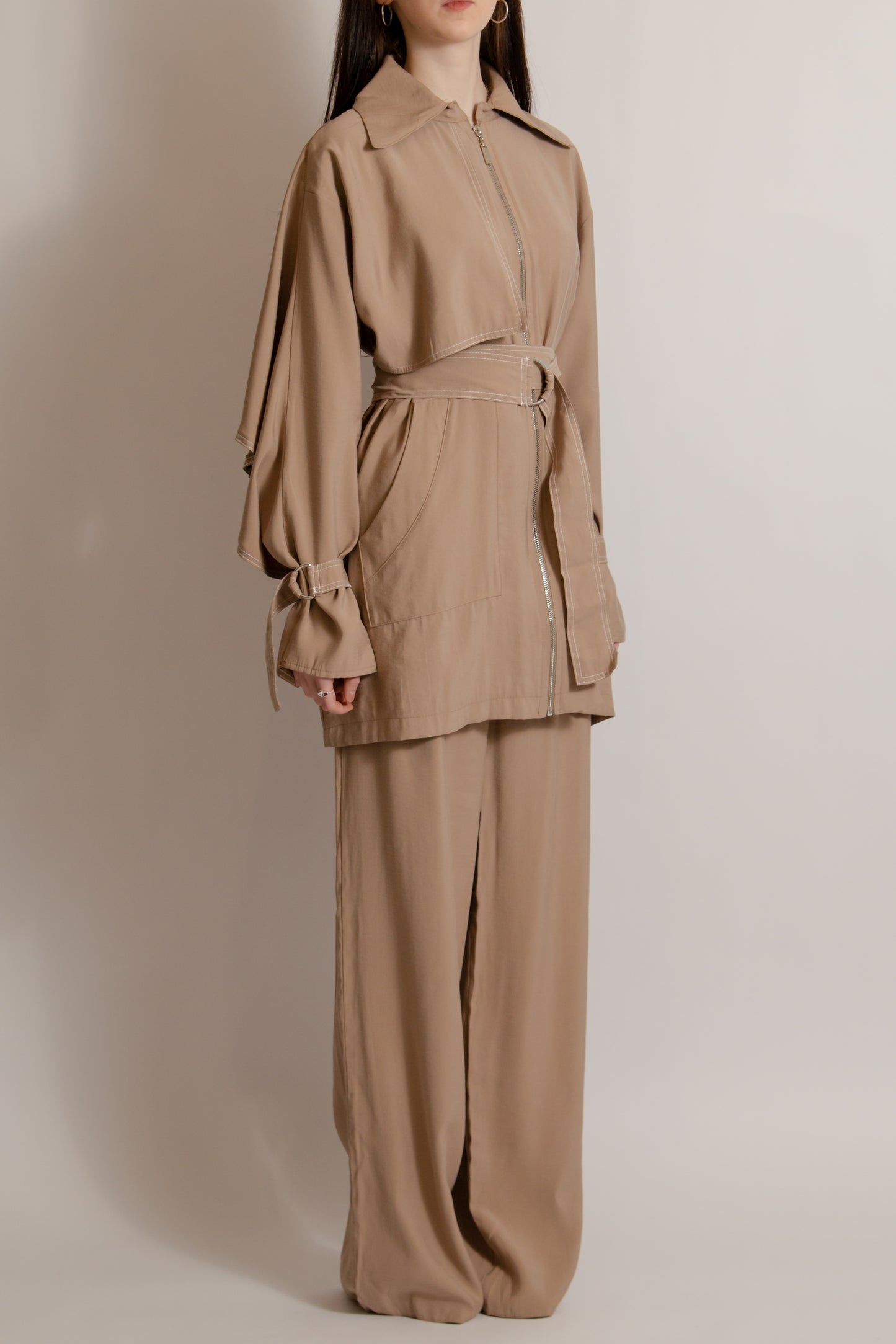 Co-ord set with zipper nude