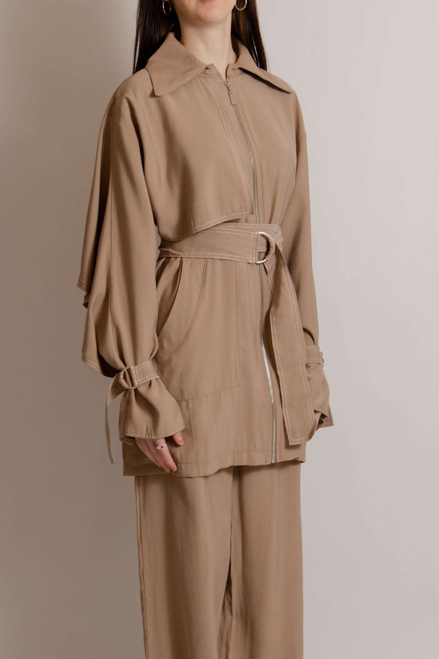Co-ord set with zipper nude