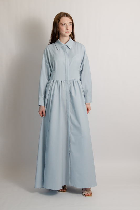 Fitted waist casual dress blue